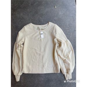 ANTHROPOLOGIE | puff sleeve cream top size medium